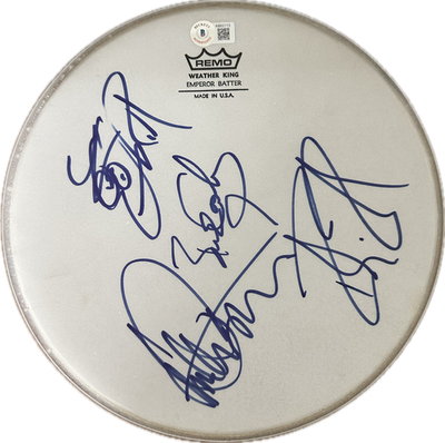 Cheap Trick Signed Drumhead Nielsen, Zander, Carlos, Petersen BECKETT LOA0