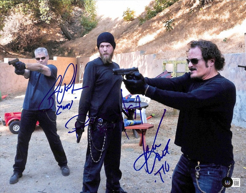 SOA Ron Perlman Kim Coates Ryan Hurst Signed 11x14 Photograph BECKETT0