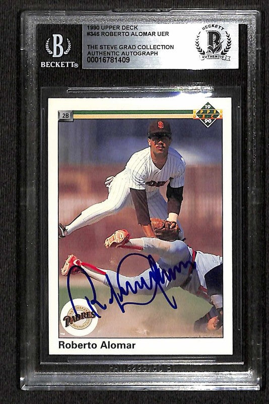 Roberto Alomar 1990 Upper Deck #346 Signed Card BECKETT Encapsulated0