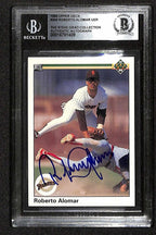 Roberto Alomar 1990 Upper Deck #346 Signed Card BECKETT Encapsulated0