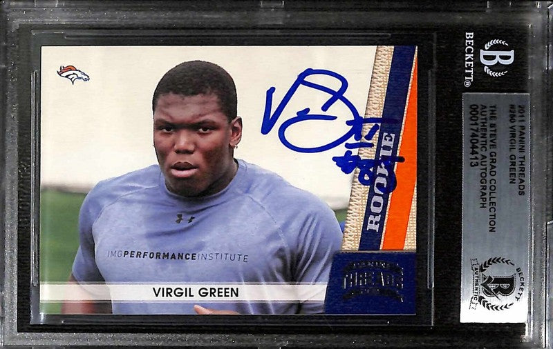 Virgil Green 2011 Panini Threads #250 Signed Card BECKETT Encapsulated0