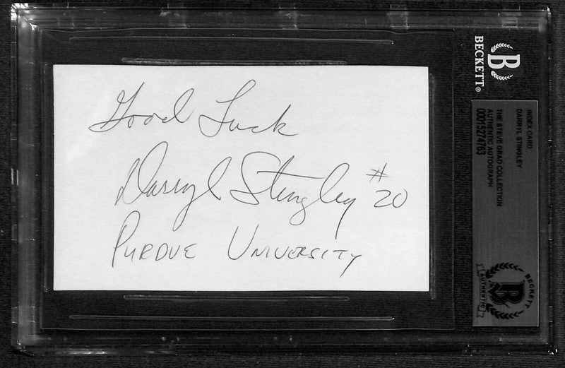 Darryl Stingley New England Patriots & Purdue Signed 3x5 Index Card BECKETT0