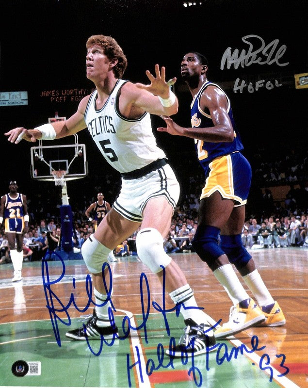 Magic Johnson and Bill Walton Signed & Inscribed 11X14 Photoraph BAS 0