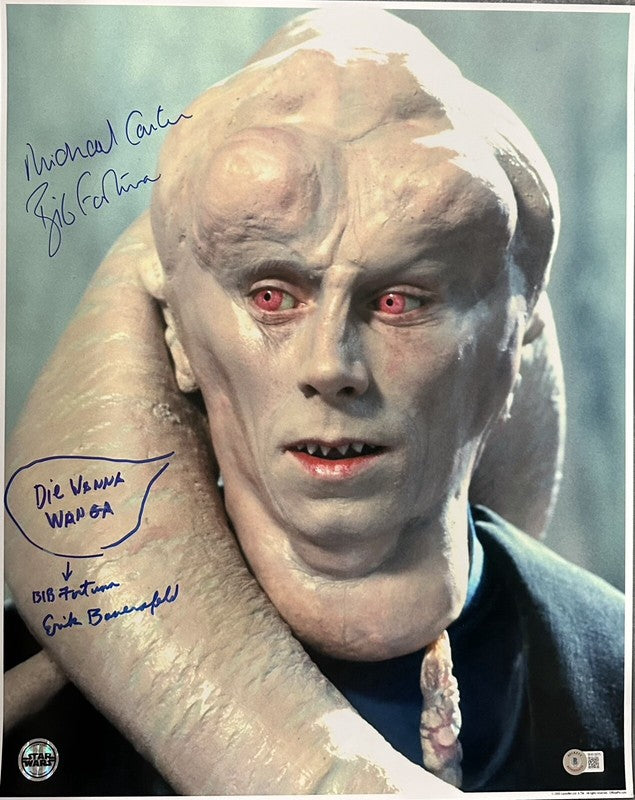Bib Fortuna Michael Carter & Eric Bauersfeld Signed & Insc 16x20 Photo BECKETT 0