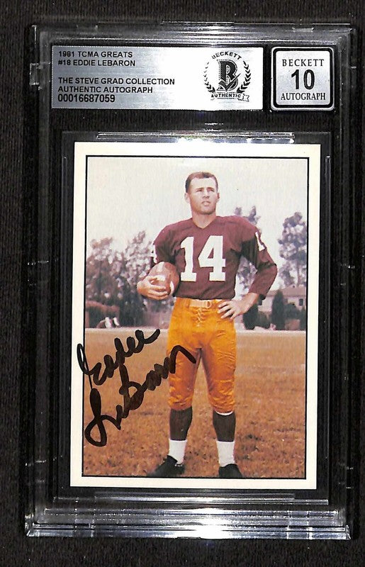 Eddie LeBaron Redskins 1981 TCMA Greats #18 Signed Card Auto Grade 10 BECKETT0