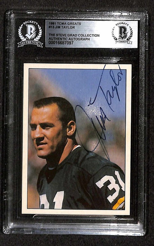 1981 TCMA Football Greats #13 Jim Taylor Packers Signed Card BECKETT0