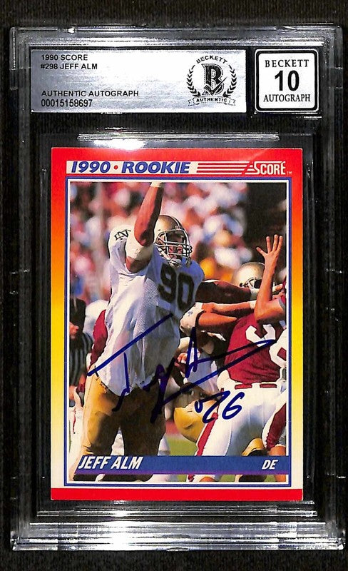 Jeff Alm 1990 Score #298 Signed Rookie Card Auto Grade 10 BECKETT0