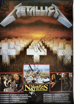 Metallica Signed Master of Puppets Poster Burton Hetfield Ulrich Hammett BECKETT0