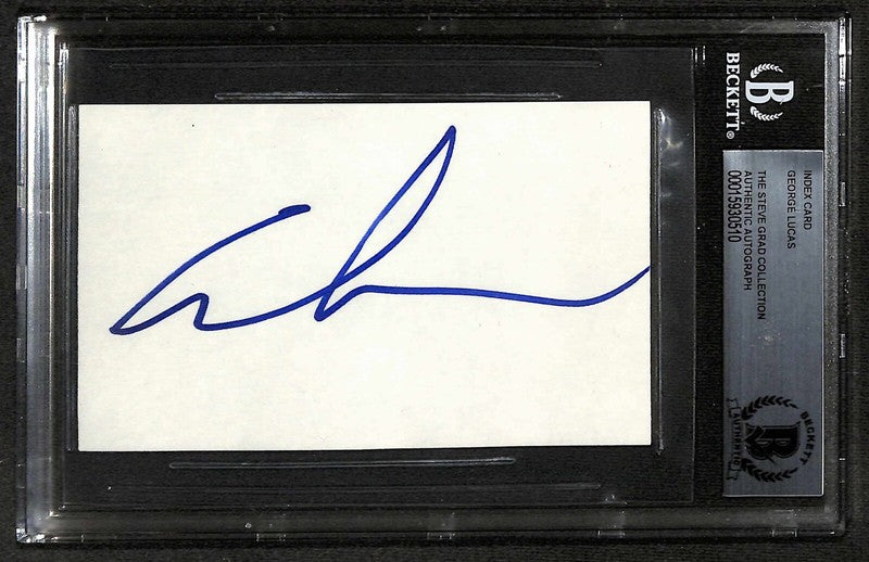 George Lucas Star Wars & Indiana Jones Creator Signed 3x5 Index Card Beckett 0