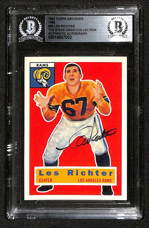 Les Richter Los Angles Rams 1994 Topps Archives 1956 #30 Signed Card BECKETT0
