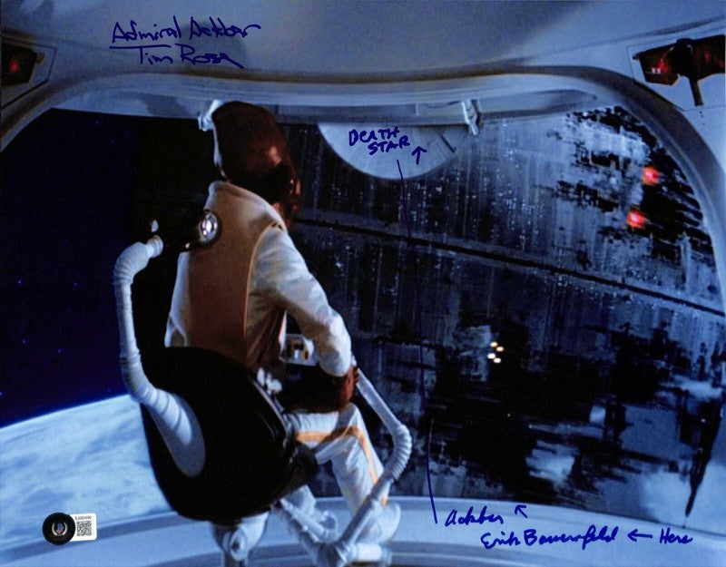 Admiral Ackbar Tim Rose & Erik Bauersfeld Signed Star Wars ROTJ 11x14 Photo BAS0