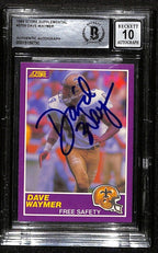 Dave Waymer 1989 Score Supplemental #3705 Signed Card Auto Grade 10 BECKETT0