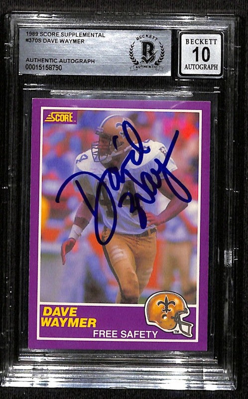 Dave Waymer 1989 Score Supplemental #3705 Signed Card Auto Grade 10 BECKETT0