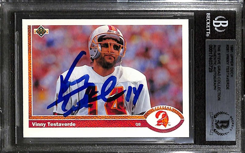 Vinny Testaverde Tampa Bay Buccaneers 1991 Upper Deck #251 Signed Card BECKETT0