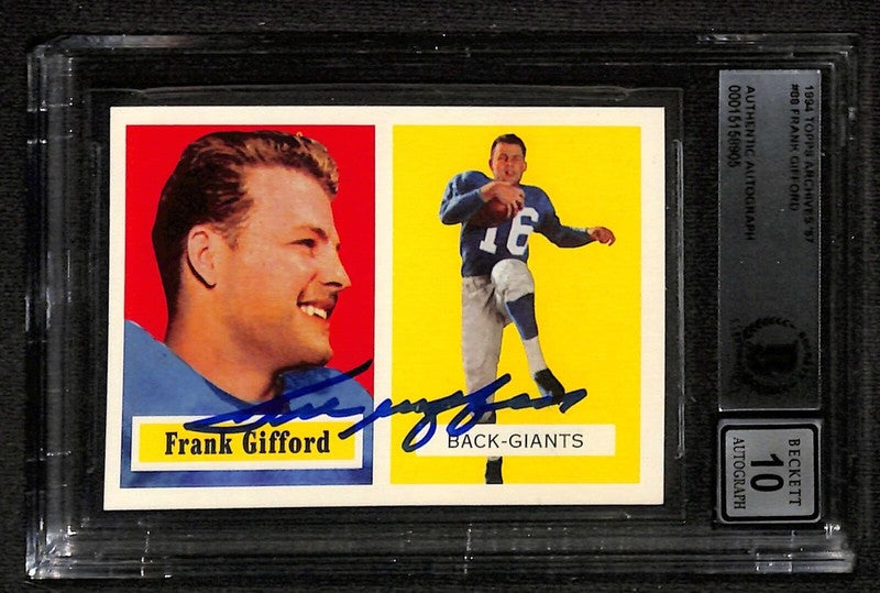 Frank Gifford 1994 Topps Archives 1957 #88 Signed Card Auto Grade 10 BECKETT0