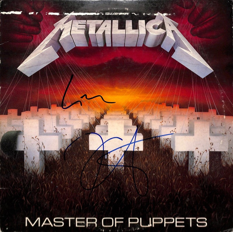 Metallica Master of Puppets Band x2 Signed Album Cover BECKETT (Grad Collection)0