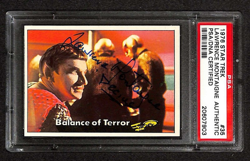 Lawrence Montaigne RARE Signed 1976 Topps Star Trek Card #35 PSA/DNA0