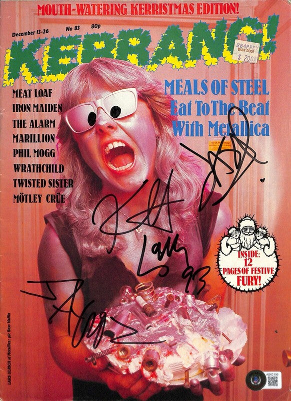 Metallica Signed Hetfield Ulrich Hammett Newsted KERRANG! Magazine BECKETT0