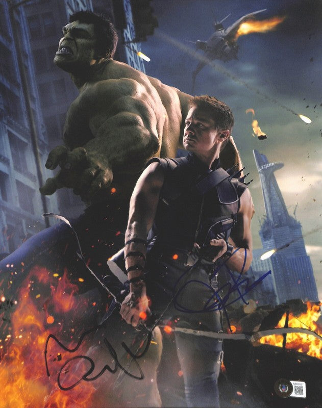 Avengers Mark Ruffalo and Jeremy Renner Signed 11x14 Photograph BECKETT BAS0