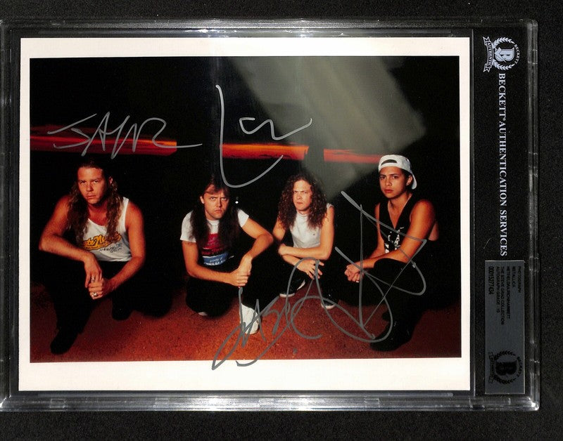 Metallica Early 90’s All 4 Signed Group 8x10 Photo Auto Grade 10 BAS0