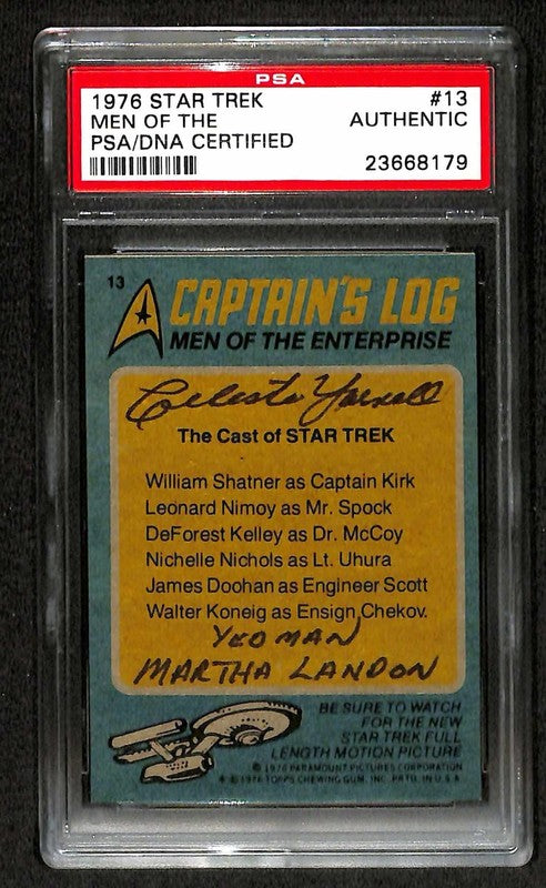 Celeste Yarnall RARE Signed 1976 Topps Star Trek Card #13 PSA/DNA0