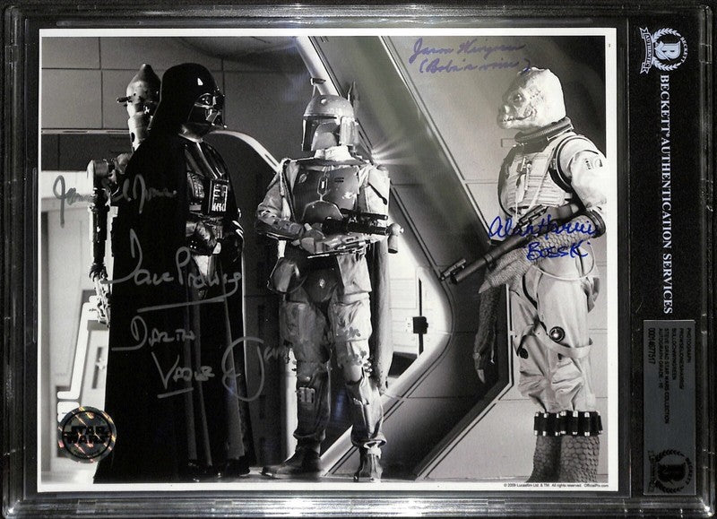 Star Wars ESB Bounty Hunters Signed by 5 8x10 Photo Auto 10 BAS0