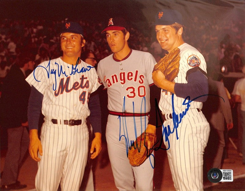 Nolan Ryan Tom Seaver Tug McGraw Signed 8x10 Photo BAS (Grad Collection)  0