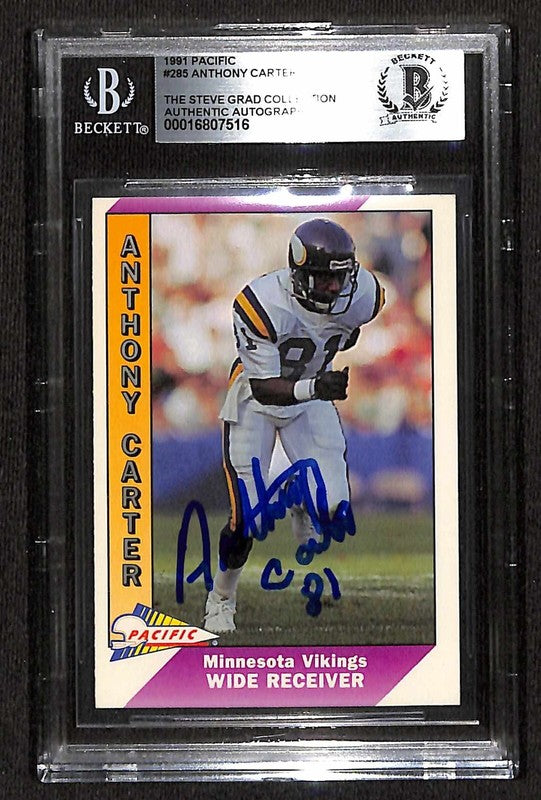 Anthony Carter Minnesota Vikings 1991 Pacific #285 Signed Card BECKETT0