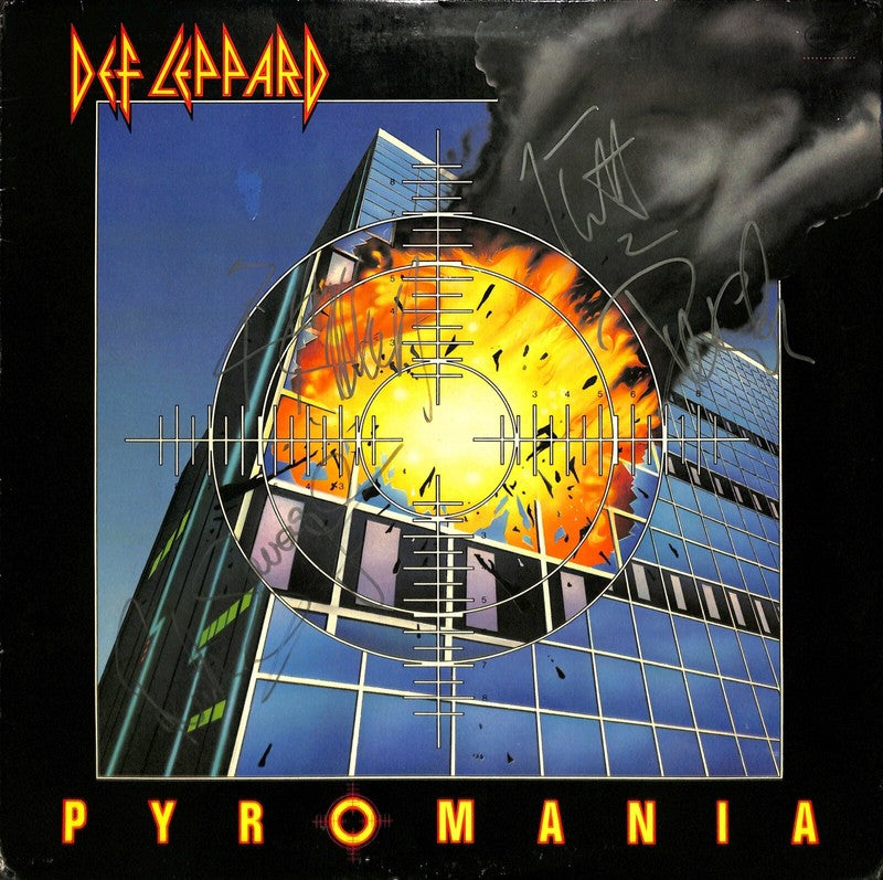 Def Leppard "Pyromania" Band x4 SignedVinyl Album BECKETT (Grad Collection)0