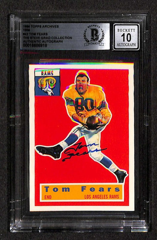 Tom Fears Rams 1994 Topps Archives 1956 #42 Signed Card Auto Grade 10 BECKETT0