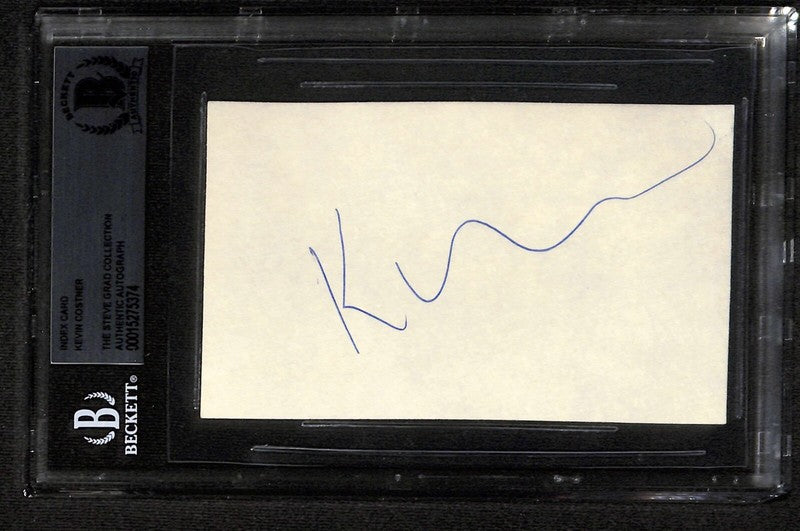 Kevin Costner Dances with Wolves Bull Durham Signed 3x5 Index Card Beckett0