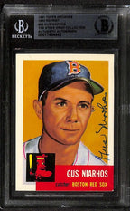 Gus Niarhos Red Sox 1991 Topps Archives '53 #63 Signed Card BECKETT 0