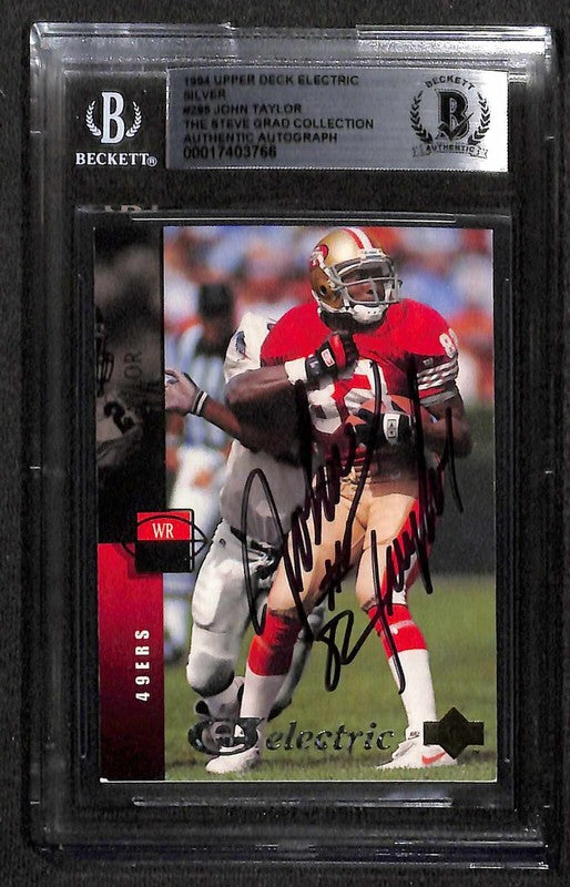 John Taylor 49er's 1994 UpperDeck Electric Silver #295 Signed Card BECKETT 0
