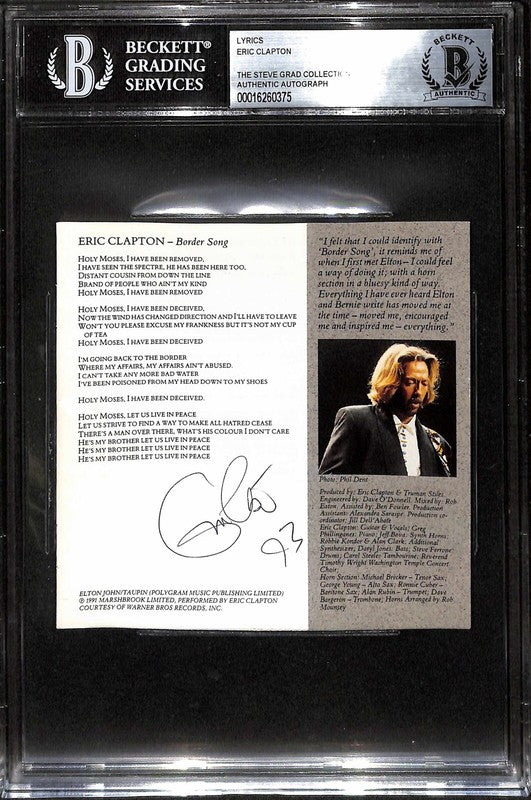 Eric Clapton Vintage Signed Autographed & Dated CD Insert BECKETT0