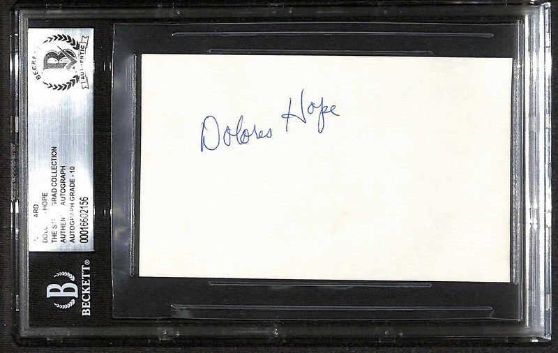 Dolores Hope Singer & Actress Signed 3x5 Index Card Beckett Encapsulated0