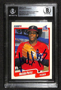 Melido Perez White Sox 1990 Fleer #546 Signed Card BECKETT Encapsulated0