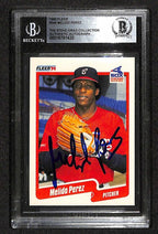 Melido Perez White Sox 1990 Fleer #546 Signed Card BECKETT Encapsulated0