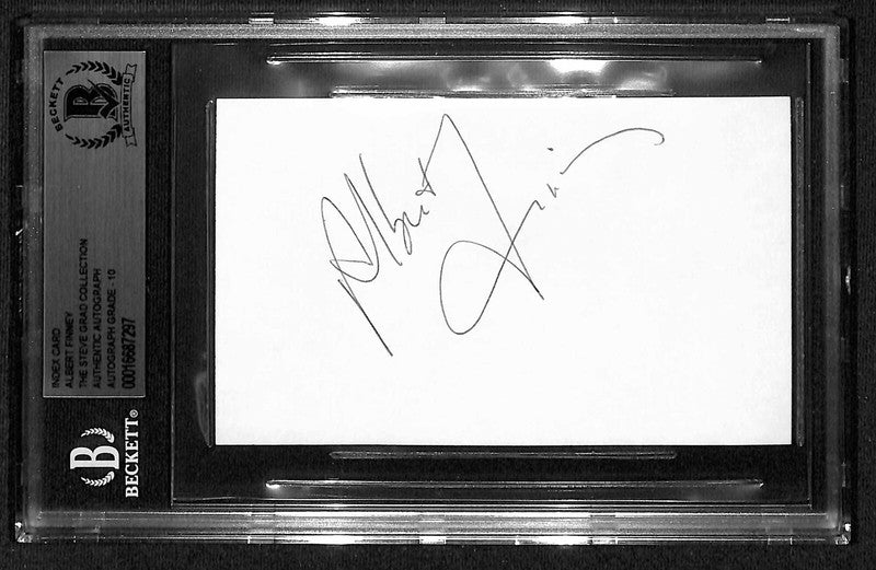 Albert Finney Murder on the Orient Express Signed Index Card BECKETT0