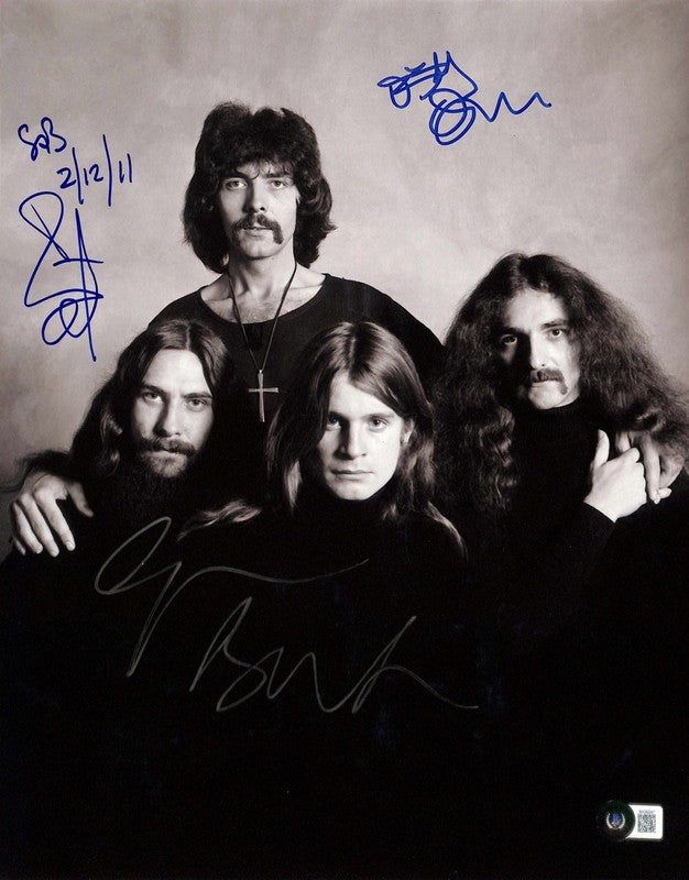 Black Sabbath Signed 11x14 Photo Ozzy Osbourne, Geezer Butler, Bill Ward BECKETT0