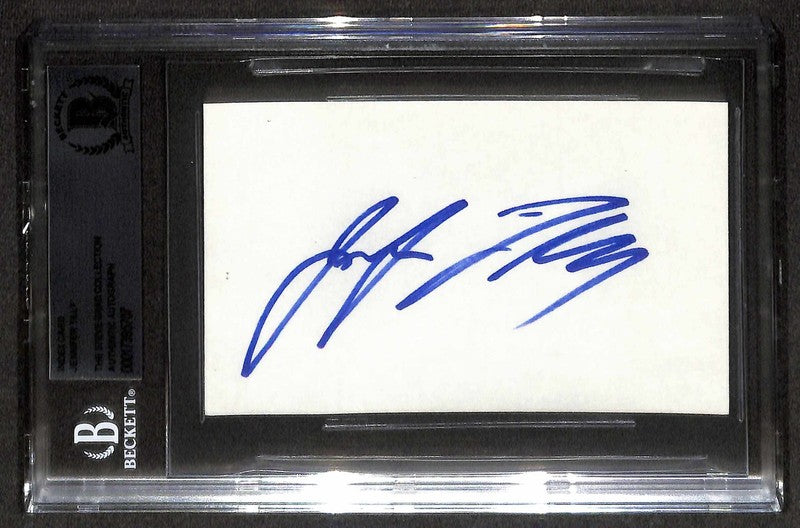 Jennifer Tilly Signed 3x5 Index Card BECKETT BAS Encapsulated Actress0