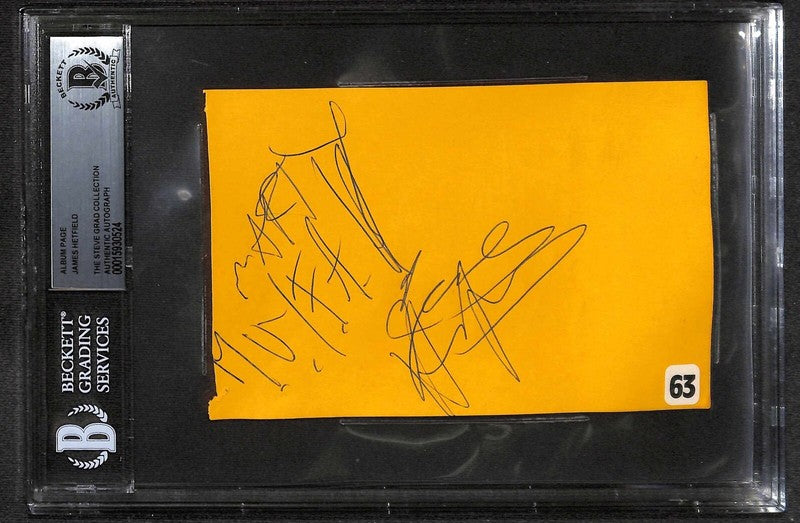 James Hetfield Signed “MUFA" Album Page Beckett BAS (Grad Collection)0