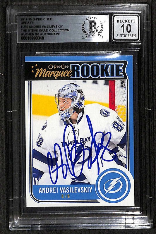 Andrei Vasilevskiy Tampa SIGNED O-Pee-Chee Rookie Card Auto Grade 10 BECKETT 0