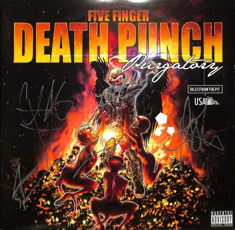 Five Finger Death Punch Signed Vinyl LP Purgatory Entire Band X5 BECKETT0