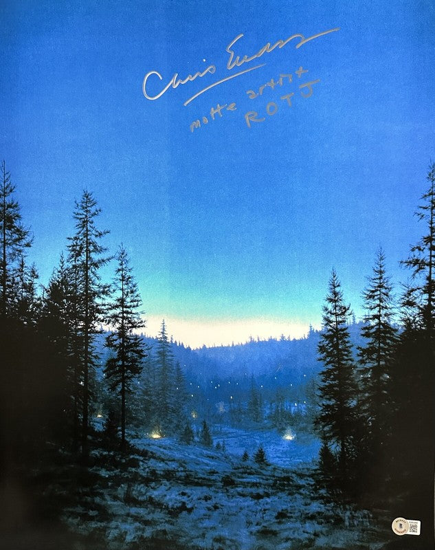 Star Wars ROTJ Matte Artist Chris Evans Endor Signed 16x20 Photo BAS0