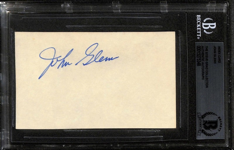 John Glenn US Navy & Army Veteran Mercury 7 Astronaut Signed 3x5 Index Card BAS0