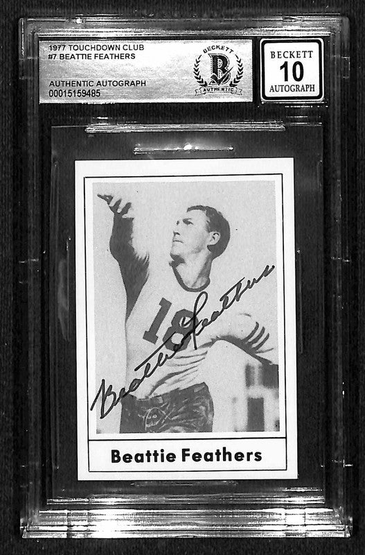 Beattie Feathers 1977 Touchdown Club #7 Signed Auto Grade 10 BECKETT 0