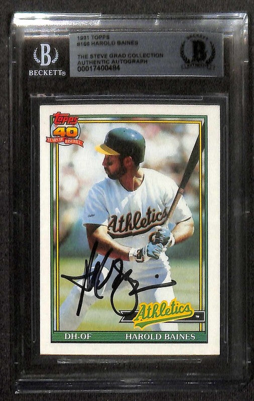 Harold Baines Oakland A's 1991 Topps #166 Signed Card BECKETT 0