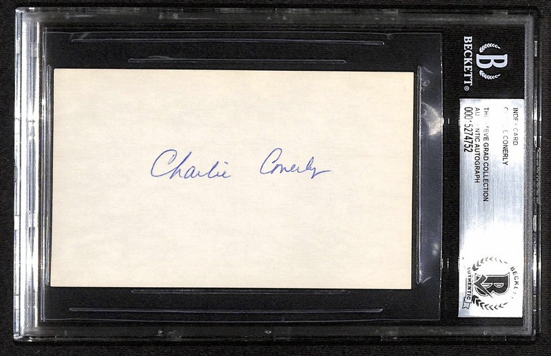 Charlie Conerly New York Giants CFHOF Signed 3x5 Index Card BECKETT0
