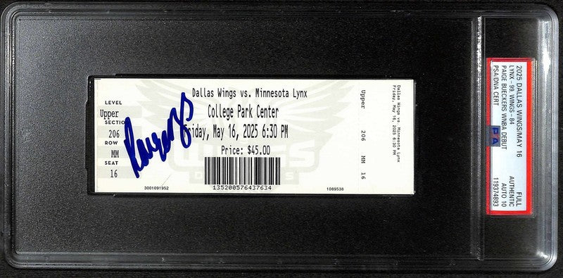 2025 Paige Bueckers Signed WNBA Debut Ticket PSA/DNA AUTO 10 Lynx VS Wings0
