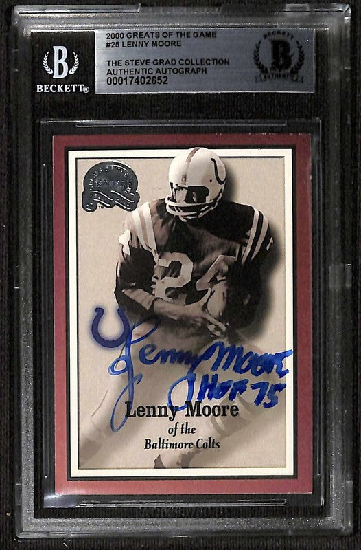 Lenny Moore Baltimore Colts 2000 Greats of the Game #25 Signed Card BECKETT0